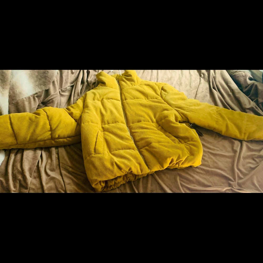 Plus Mustard Yellow puffy Corduroy jacket